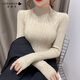 哥瑞美 打底衫女秋冬季新款長袖內(nèi)搭T恤女裝半高領(lǐng)毛衣女上衣修針織衫 卡其色 均碼