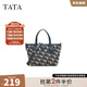 他她（TATA）復古老花手提包女包包休閑手拎包單肩包春季新款X3410AX5 蘭灰/綠 F