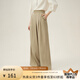 范思藍(lán)恩高腰慵懶感休閑拖地褲2024夏裝新品輕薄闊腿褲24FS12213 卡其色 XL