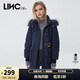 金羽杰冬季新潮羽絨派克服女中長(zhǎng)款大毛領(lǐng)連帽拼接羽絨服女士Y21806161
