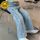 G.DUCK HELLO女童夏裝天絲涼感直筒褲新款兒童牛仔薄款褲子2025 藍(lán)色牛仔褲 120 cm