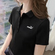 彪馬（PUMA）t恤女裝 夏季新款時尚刺繡logo運動上衣透氣休閑翻領(lǐng)短袖polo衫 01-時尚黑色Polo衫 L (165/88A)