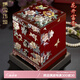 錦貝傳說(shuō) 螺鈿漆器木質(zhì)珠寶首飾盒收納項(xiàng)鏈歐式多層盒子禮品定制結(jié)婚禮物 E-014花開(kāi)富貴【多層-紅色】
