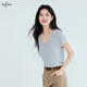 伊芙麗（eifini）朱珠代言U領(lǐng)純色顯瘦不規則下擺短袖T恤針織衫女2025新款 藍色 L