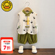 G.DUCKKIDS小黃鴨童裝兒童漢服男童套裝夏季薄款寶寶百日抓周服女孩古裝旗袍 男童套裝 薄款 80 尺碼9-12月(建議寶寶75-85cm