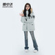 雪中飛 SNOW FLYING反季清倉羽絨服大毛領(lǐng)戶(hù)外登山外套男女同款工裝連帽中長(cháng)款羽絨服 冰川綠 L