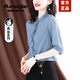 Aosijie高端品牌真絲襯衫女2025夏季新款時尚氣質(zhì)顯瘦桑蠶絲半袖小衫上衣 藍(lán)色 3XL
