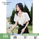 秋水伊人秋水伊人甜美蝴蝶結(jié)V領(lǐng)雪紡衫2024夏季新款女花苞袖減齡短袖上衣 米色 L