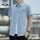 貓人短袖襯衫男夏季戶(hù)外外套翻領(lǐng)半袖襯衣休閑商務(wù)男士上衣 霧霾藍 XL