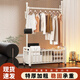 柏易圣楓臥室落地掛衣架床尾晚上放衣服神器衣帽架一體靠墻立式家用室內 【加高網(wǎng)籃款】100皎月白-【加厚加固】