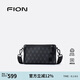 菲安妮（FION）山海行系列單肩包男士復古印花斜挎包耐磨手機包商務小方包 黑