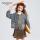 瑪米瑪卡 MOMOCO女童牛仔外套兒童秋裝卡通貓咪牛仔外套 牛仔藍   110   