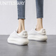 UNITESWAY小白鞋女2025秋季新款牛皮透氣板鞋女增高港風(fēng)舒適軟底運(yùn)動(dòng)鞋女 白色 36