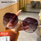 MAINLYKITTY太陽(yáng)鏡女時(shí)尚女士墨鏡防紫外線(xiàn)開(kāi)車(chē)駕駛眼鏡女2026新款送女友老婆 【黑金框漸變灰】-禮盒裝