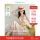 茵曼（INMAN）茶歇碎花印花女裝V領(lǐng)吊帶連衣裙2025春季新品收腰裙子 冰粉橙 M
