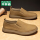 木林森（MULINSEN）休閑皮鞋男真皮軟底豆豆鞋一腳蹬懶人駕車(chē)鞋春秋季透氣圓頭爸爸鞋 DY-卡登6868淺棕 40