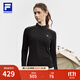 FILA 斐樂25冬季新款健身運動半拉鏈瑜伽跑步內(nèi)搭加絨保暖女子長袖T恤 深黑-BK L 170/88A/L