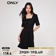 ONLY法式方領(lǐng)高腰A字短款牛仔連衣裙女|123242060 J19 黑牛仔BLACK DENIM XS (155) 76A