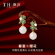 唐后天然和田玉耳釘女新中式耳環(huán)925銀耳飾生日節(jié)日送老婆女朋友禮物