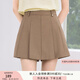 香影灰色學(xué)院風(fēng)百褶裙褲女2025夏秋新款休閑高腰天才少女a(chǎn)字短褲 咖色 M 160/84A/95-110斤