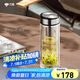 萬象（WANXIANG）雙層玻璃杯V49RL商務(wù)辦公杯禮盒裝鈦黑亮便攜車載水杯居家泡茶杯