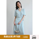 獨(dú)束大碼女裝法式V領(lǐng)復(fù)古波點(diǎn)連衣裙夏季新款微胖mm靈動(dòng)百搭女裙 遠(yuǎn)天藍(lán) XL (尺碼：3)