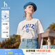 哈吉斯（HAZZYS）女裝 夏季女士【PHIZ系列】印花寬松短款圓領(lǐng)T恤女 米黃色OW M (160/84A 38)