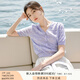 香影v領(lǐng)薄款針織衫女短袖2025夏裝新款藍色正肩t恤提花蝴蝶結(jié)上衣 紫色 M 160/84A/95-110斤