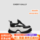 CHERY KALLY【經(jīng)典旋律】氣質(zhì)厚底老爹鞋女士2025新款春夏真皮休閑增高鞋子 白黑色 37