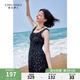秋水伊人甜美碎花系帶裙2024夏季新款女收腰顯瘦A字大裙擺連衣裙 花料 M