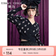 糖力【商場同款】秋季新款長袖紋理logo針織衫開衫女短款上衣 黑色 M