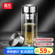 富光影曜玻璃杯雙層水杯高硼硅男士商務(wù)茶杯車載帶濾網(wǎng)透明杯子喝茶杯 500ml