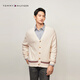 TOMMY HILFIGER25春夏新款男裝純棉肌理V領(lǐng)慵懶寬松美式風(fēng)毛衣針織開(kāi)衫外套 米白色Z00 M （推薦：135-150斤）