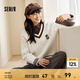 森馬毛衣女撞色V領(lǐng)寬松落肩文藝冬季潮流字母絞花上衣復(fù)古學(xué)院風(fēng) 白色調(diào)00311 L 165/88A