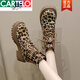 卡帝樂(lè )鱷魚(yú)（CARTELO）時(shí)尚大碼女鞋一秋款豹紋馬丁靴女英倫風(fēng)2025新款厚底復古短靴 豹紋加絨 42