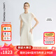 朗姿【蘭亭敘】真絲提花長裙氣質(zhì)設(shè)計2025年夏季新款高級感連衣裙 米白色 M
