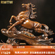RWTW馬到成功馬擺件老板辦公室桌面酒柜裝飾品公司喬遷開業(yè)禮物 新款大號馬到成功木紋色68*21