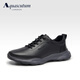 雅格獅丹（Aquascutum）男鞋2025夏季新款休閑運(yùn)動(dòng)鞋男士頭層牛皮鞋子男 黑色 40 【偏大一碼】