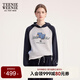 Teenie Weenie小熊女裝衛衣2025秋季新款時(shí)髦撞色休閑寬松連帽上衣