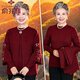 俞兆林中老年女裝秋裝女奶奶裝秋季針織外套老太太老年人衣服媽媽兩件套 酒紅色套裝 均碼 110(100斤~115斤)
