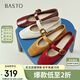 百思圖25秋瑪麗珍鞋通勤粗跟女單鞋B1576CQ5 紅色 38