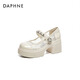 DAPHNE達芙妮瑪麗珍鞋女厚底單鞋新款女鞋夏天蕾絲網(wǎng)面透氣學(xué)生高跟工作皮鞋 米色 網(wǎng)面跟高5cm 35 (225mm)