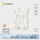 童泰（TONGTAI）嬰兒短袖連體衣夏季純棉女寶寶哈衣女童外出可愛花邊領(lǐng)爬服 白色 66cm