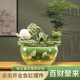 OEMG新中式陶瓷招財(cái)流水魚(yú)缸水循環(huán)小型家用桌面擺件風(fēng)水球喬遷送禮物 翡翠綠白菜（百財(cái)）流水?dāng)[件 默認(rèn)贈(zèng)送水泵與水晶球