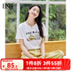 歐莎清新油畫印花短袖T恤女2025夏季新款百搭通勤涼感圓領(lǐng)上衣 白色 XL