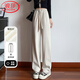 浪莎白色雪尼爾窄版闊腿褲女春秋薄款高腰垂感直筒燈芯絨休閑運動(dòng)長(cháng)褲
