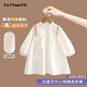 La Chapelle拉夏貝爾女童童裙春秋純棉田園風(fēng)連衣裙小女孩新款米白小清新裙子 米白色 110 建議身高101-110cm