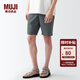 無印良品 MUJI 男式 棉水洗府綢 短褲休閑短褲男款夏季純棉全棉AED14A2S 深灰色 M
