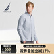 諾帝卡（NAUTICA）【商場(chǎng)同款】男裝春夏新款全棉千鳥(niǎo)格經(jīng)典舒適格紋襯衫男WO4300 灰藍4UW M