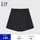 Gap女裝夏季易打理壓褶直筒短褲寬松百搭遮肉顯瘦465303 黑色 165/66A(27)亞洲尺碼